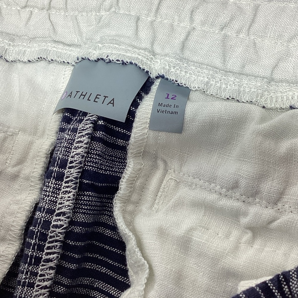 Athleta linen Striped Athletic Shorts size 12 - Picture 4 of 8